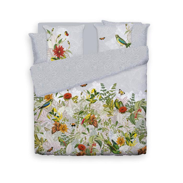 Cxl By Christian Lacroix Housse De Couette + Taie(s) D'oreiller Satin De Coton - Jardin D'hiver Gris Perle