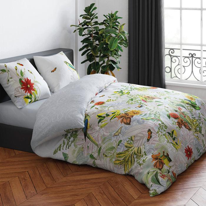 cxl by christian lacroix Housse de couette + taie(s) d'oreiller satin de coton - Jardin d'hiver gris perle