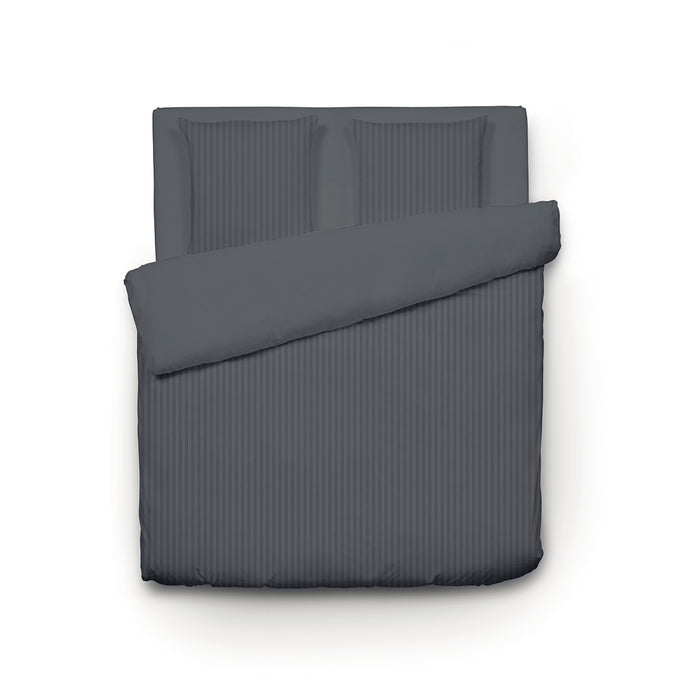 Cxl By Christian Lacroix Housse De Couette + Taie(s) D'oreiller Satin De Coton - Rayure Tissé Gris Foncé