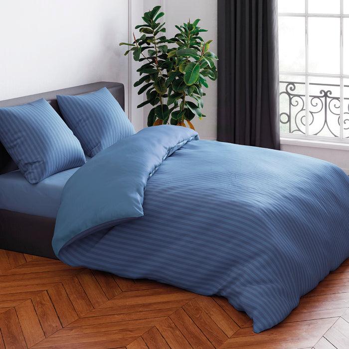 cxl by christian lacroix Housse de couette + taie(s) d'oreiller satin de coton - Rayure tissé bleu