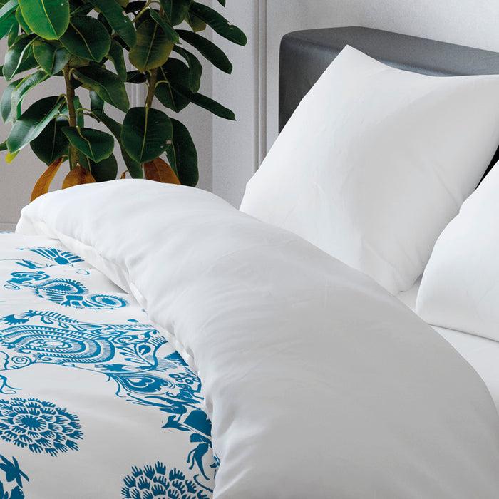 Cxl By Christian Lacroix Housse De Couette + Taie(s) D'oreiller Satin De Coton - Love Stories Bleu/blanc