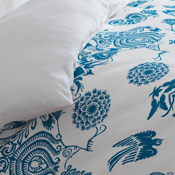 Cxl By Christian Lacroix Housse De Couette + Taie(s) D'oreiller Satin De Coton - Love Stories Bleu/blanc