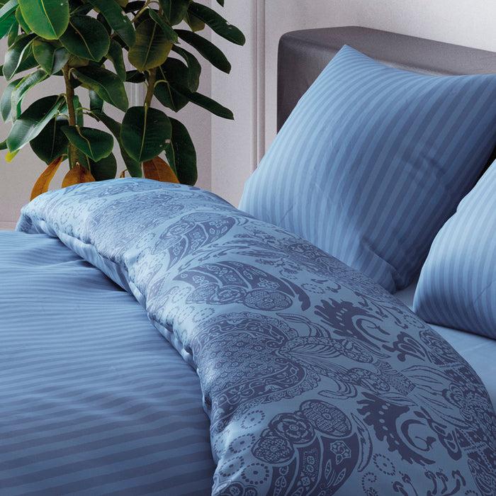 Cxl By Christian Lacroix Housse De Couette + Taie(s) D'oreiller Satin De Coton - Arles Bleu Rayé