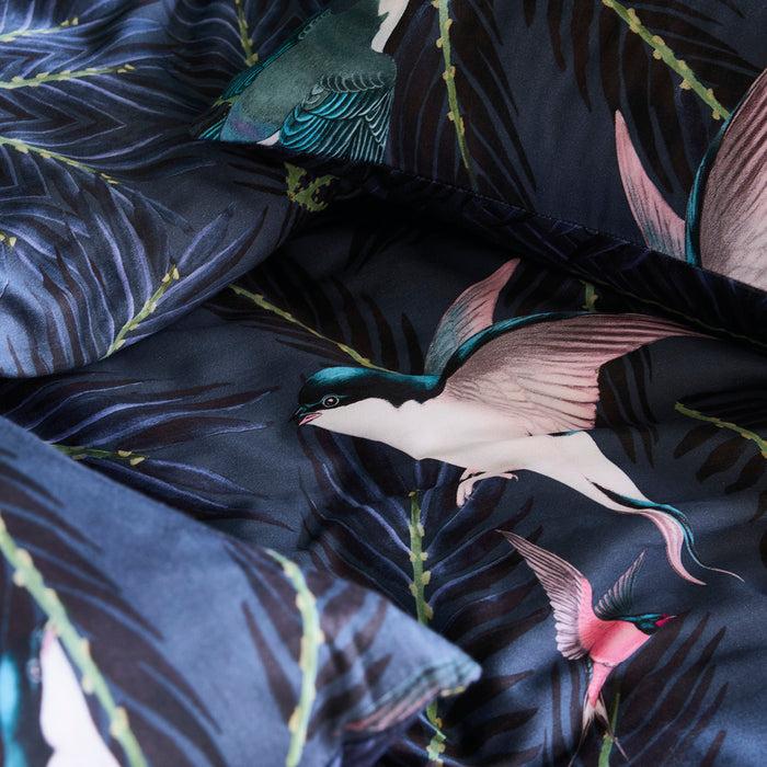 Cxl By Christian Lacroix Housse De Couette + Taie(s) D'oreiller Satin De Coton - Hirondelles Bleu