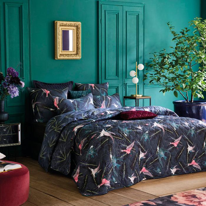 cxl by christian lacroix Housse de couette + taie(s) d'oreiller satin de coton - Hirondelles Bleu