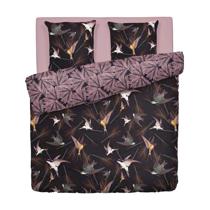 Cxl By Christian Lacroix Housse De Couette + Taie(s) D'oreiller Satin De Coton - Hirondelles Prune