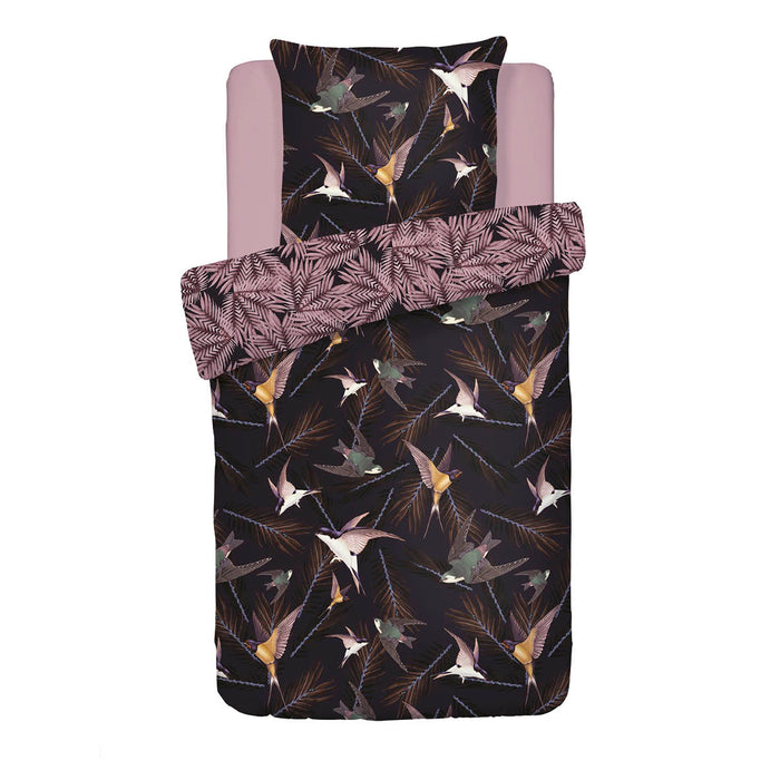 Cxl By Christian Lacroix Housse De Couette + Taie(s) D'oreiller Satin De Coton - Hirondelles Prune