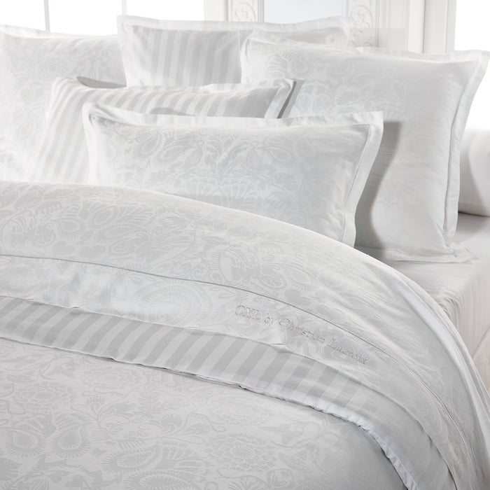 Cxl By Christian Lacroix Housse De Couette + Taie(s) D'oreiller Satin De Coton Tissé Jacquard - Love Stories Blanc
