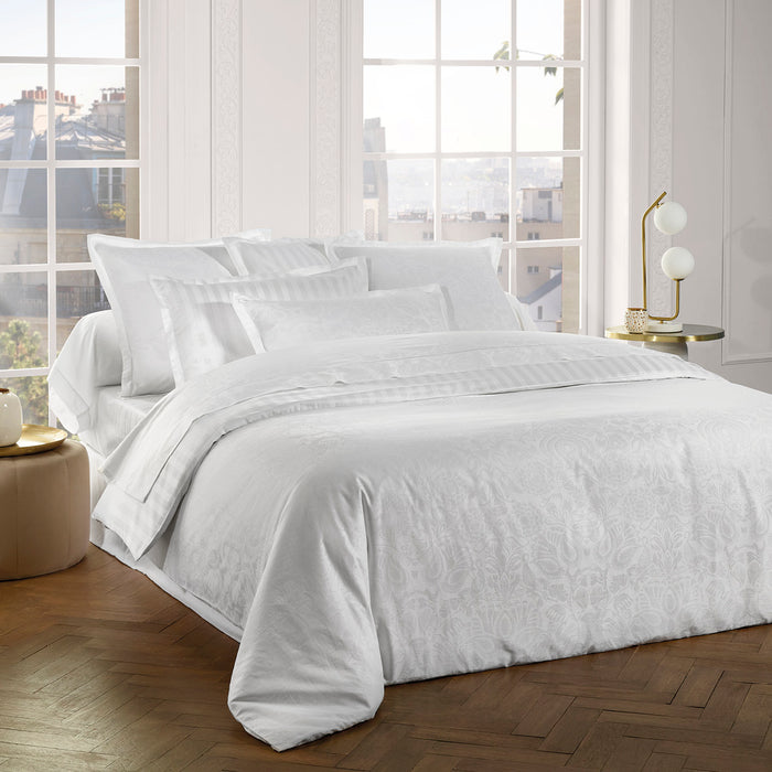 cxl by christian lacroix Housse de couette + taie(s) d'oreiller satin de coton tissé Jacquard - Love stories blanc