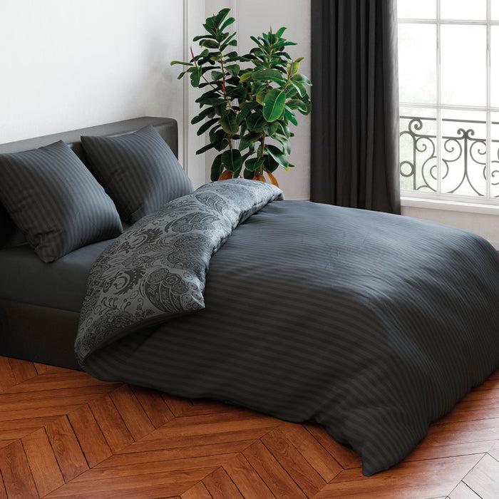 cxl by christian lacroix Housse de couette + taie(s) d'oreiller satin de coton - Arles gris foncé rayé