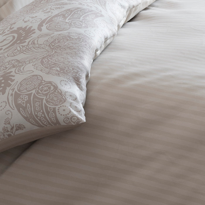 Cxl By Christian Lacroix Housse De Couette + Taie(s) D'oreiller Satin De Coton - Arles Taupe Rayé