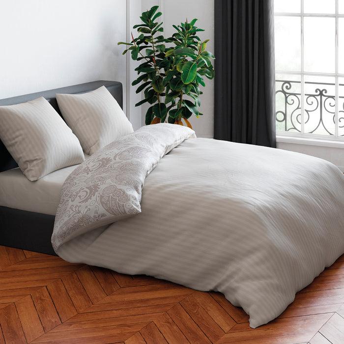 cxl by christian lacroix Housse de couette + taie(s) d'oreiller satin de coton - Arles taupe rayé