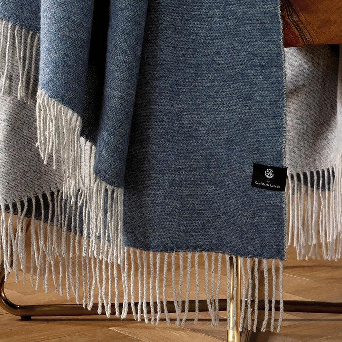 Cxl By Christian Lacroix Plaid Tissé 130 X 180 Cm - Bleu Foncé / Gris Clair