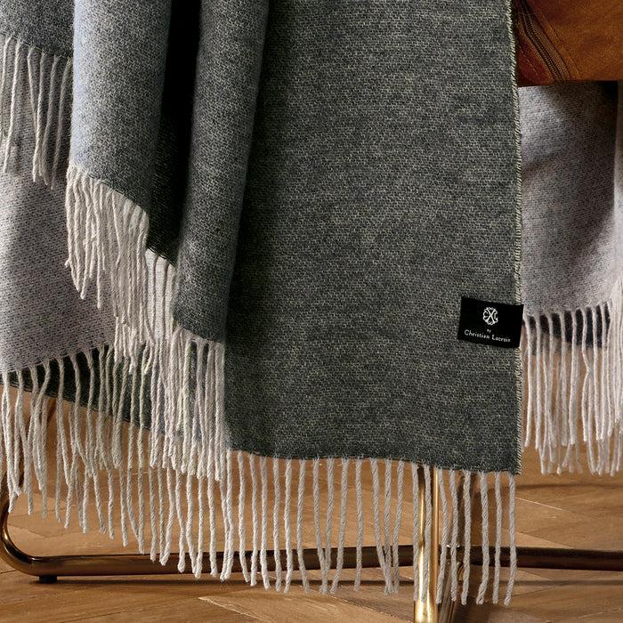 Cxl By Christian Lacroix Plaid Tissé 130 X 180 Cm - Gris Foncé / Gris Clair