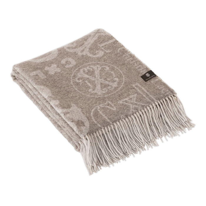 Cxl By Christian Lacroix Plaid Tissé - Signature Taupe : 130 X 180 Cm