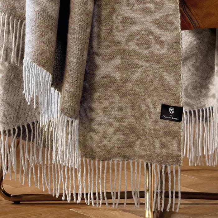 Cxl By Christian Lacroix Plaid Tissé - Signature Taupe : 130 X 180 Cm