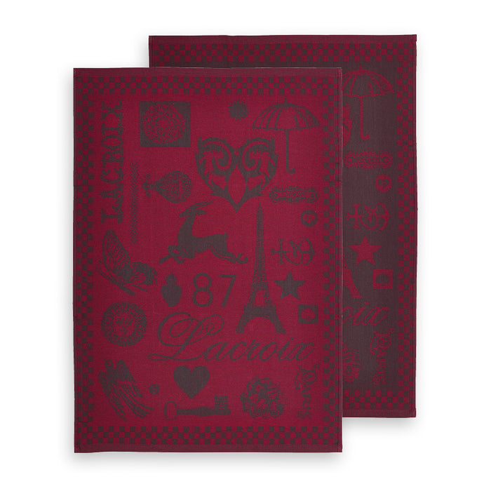 cxl by christian lacroix SET DE 2 TORCHONS COUTURE - Bordeaux / aubergine