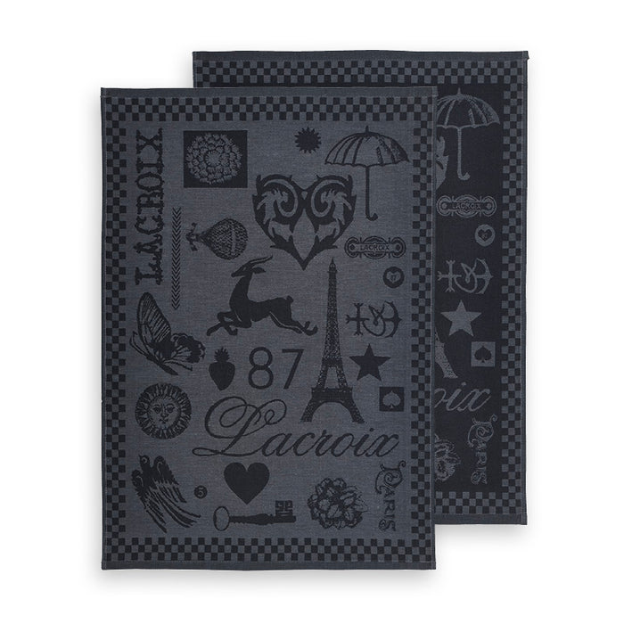 cxl by christian lacroix SET DE 2 TORCHONS PETIT PARIS - Gris foncé / Gris clair