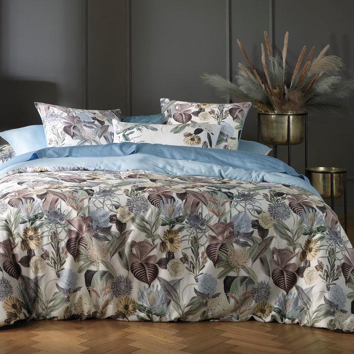 Cxl By Christian Lacroix Taie De Traversin Satin De Coton - Garden Micro Bleu Clair