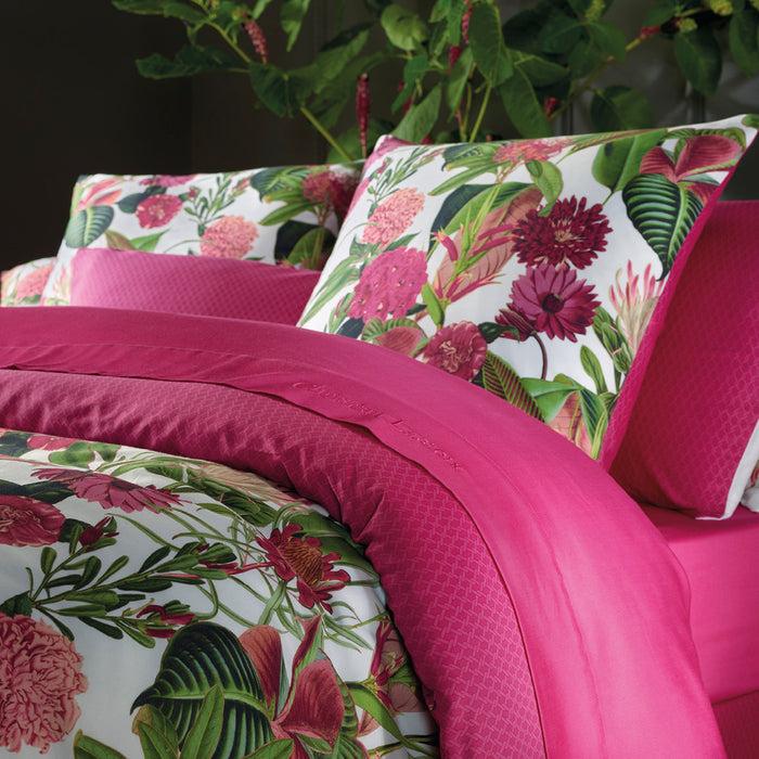 Cxl By Christian Lacroix Taie De Traversin Satin De Coton - Garden Micro Fuchsia