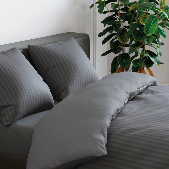 Cxl By Christian Lacroix Taie(s) D'oreiller En Satin De Coton - Rayure Tissé Gris Foncé