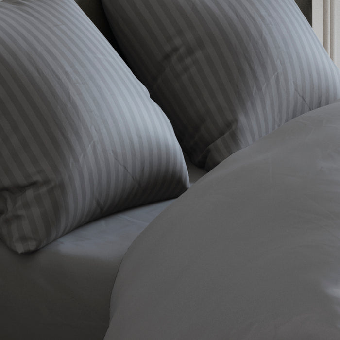 Cxl By Christian Lacroix Taie(s) D'oreiller En Satin De Coton - Rayure Tissé Gris Foncé