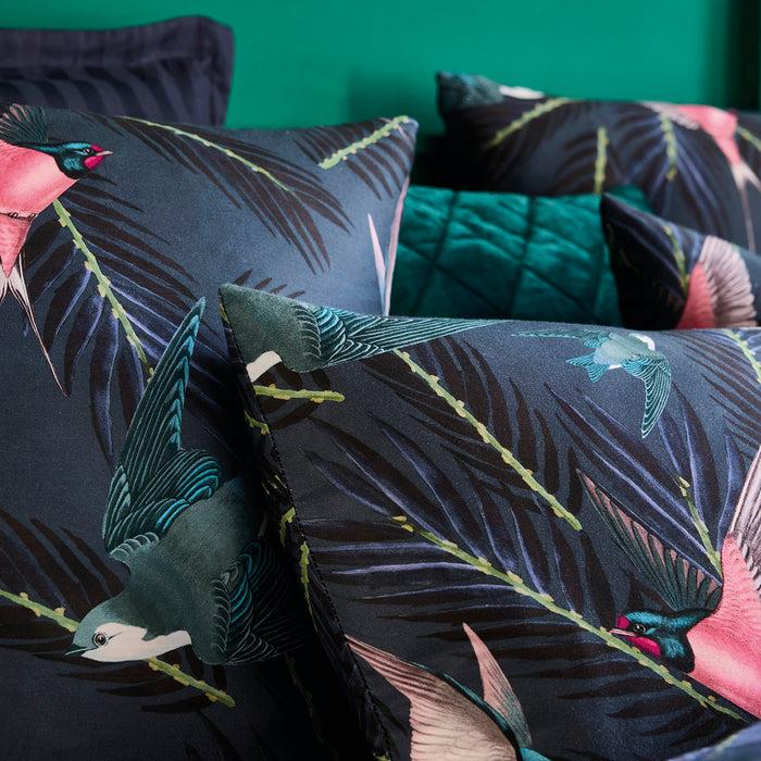 Cxl By Christian Lacroix Taie(s) D'oreiller Satin De Coton - Hirondelles Bleu