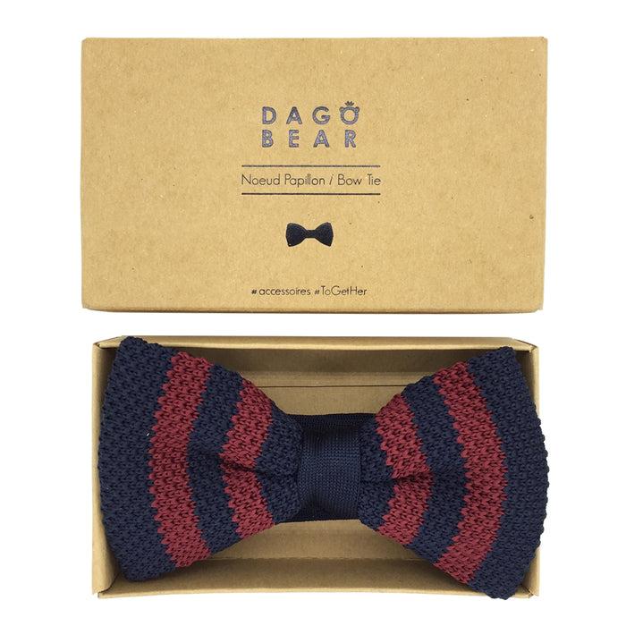 dagobear Nœud papillon tricot bleu et rouge - Le Dago Papillon César