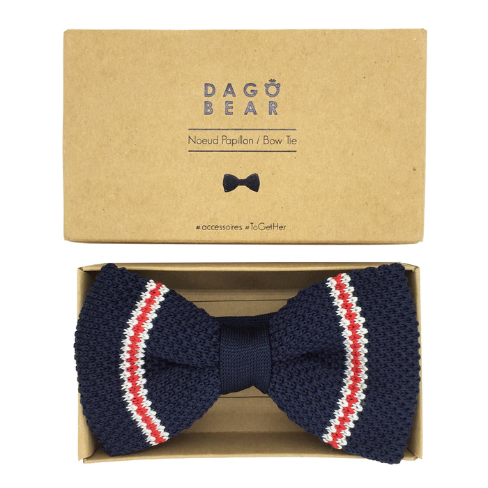 dagobear Nœud papillon tricot bleu marine - Le Dago Papillon Oscar