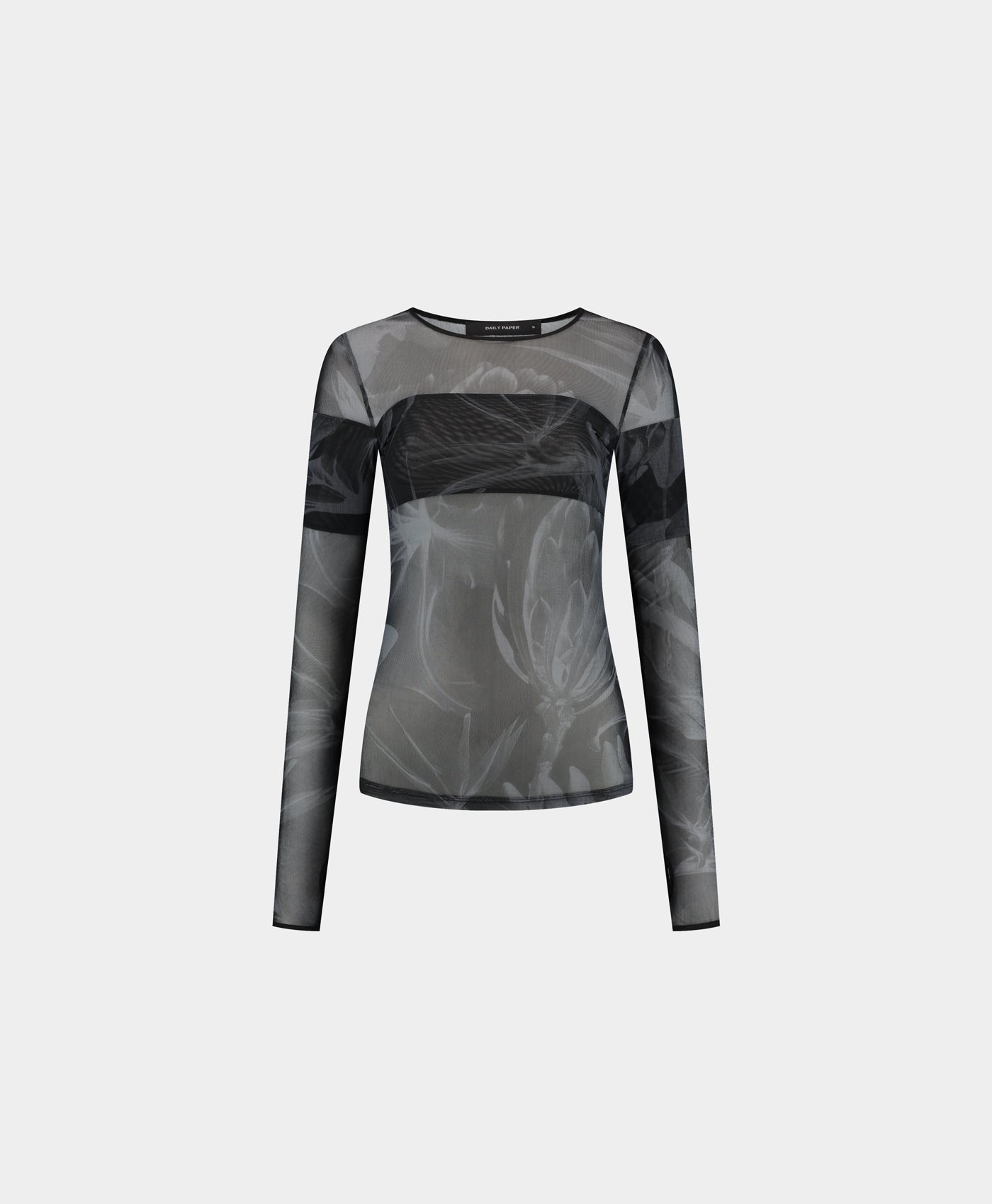 Daily Paper Black Floral Mesh Top
