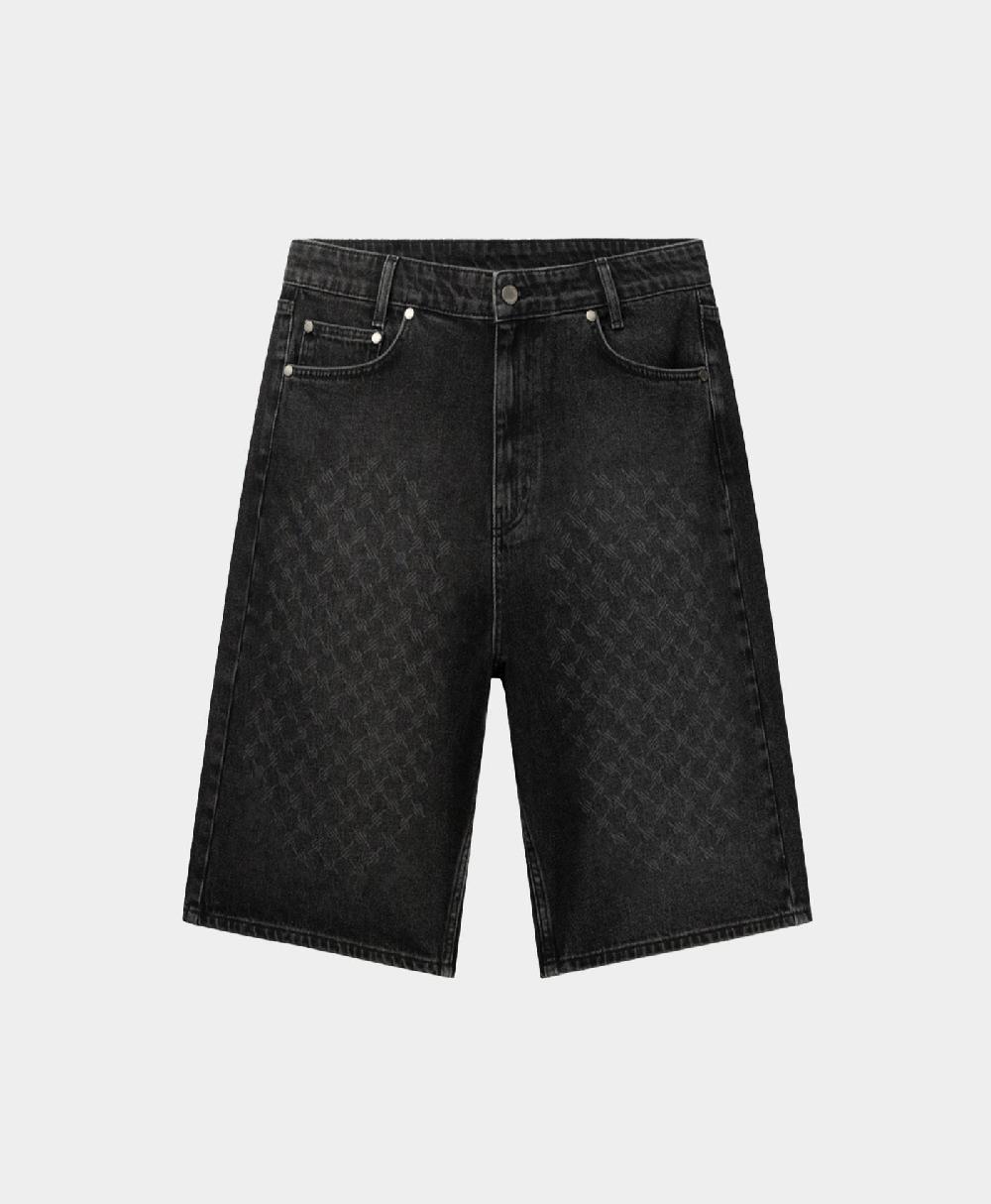 Daily Paper Black Laser Monogram Denim Shorts