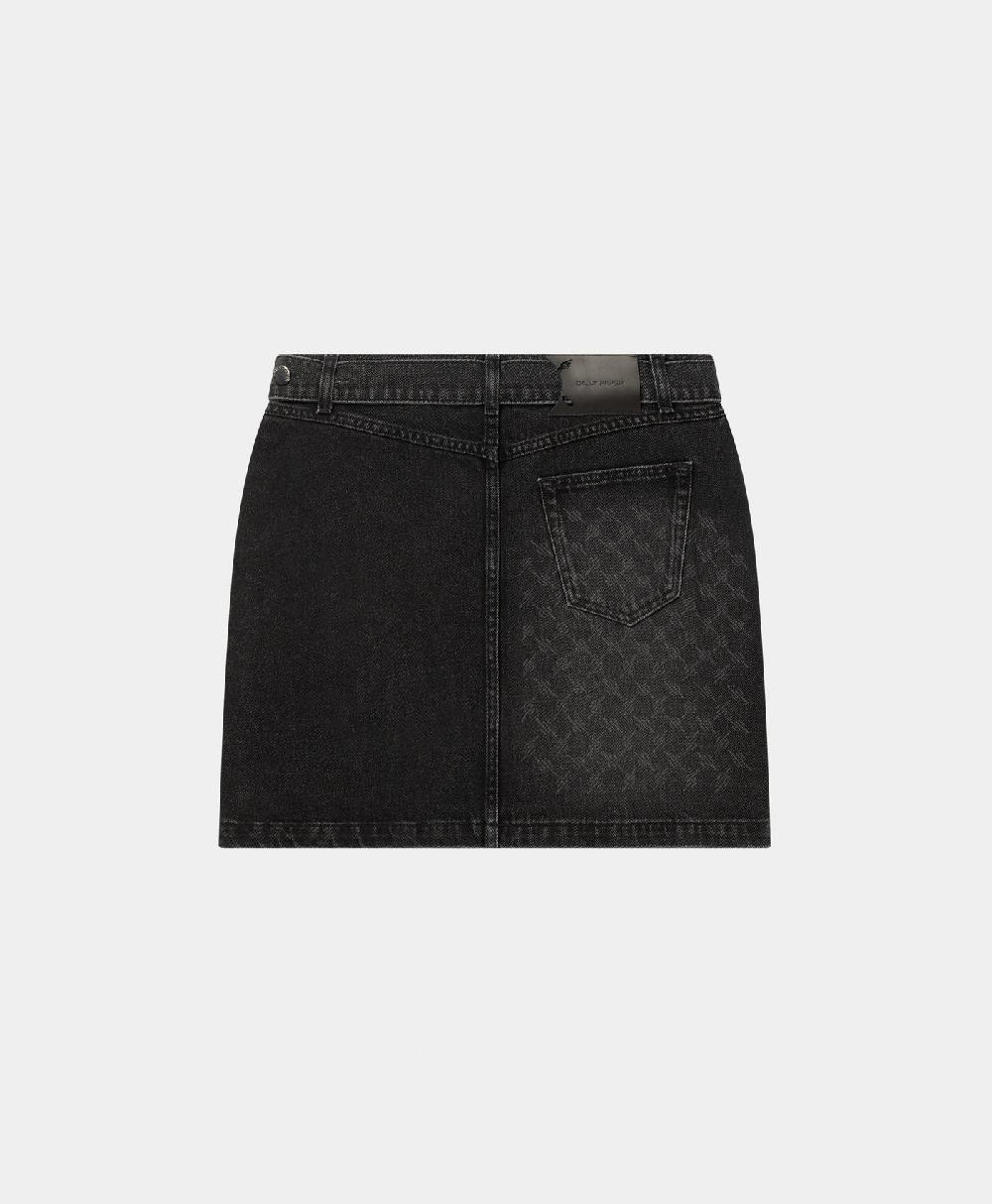 Daily Paper Black Mongram Wrap Denim Skirt