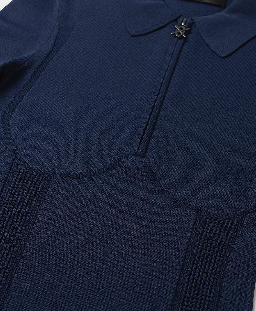 Daily Paper Blue Zip Knit Polo Long Sleeve
