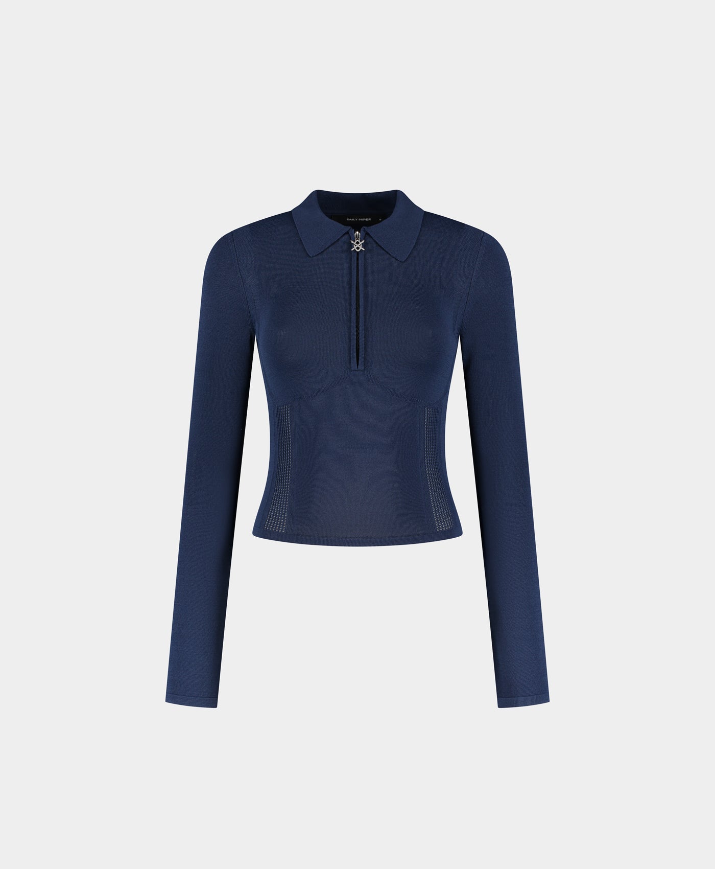 Daily Paper Blue Zip Knit Polo Long sleeve