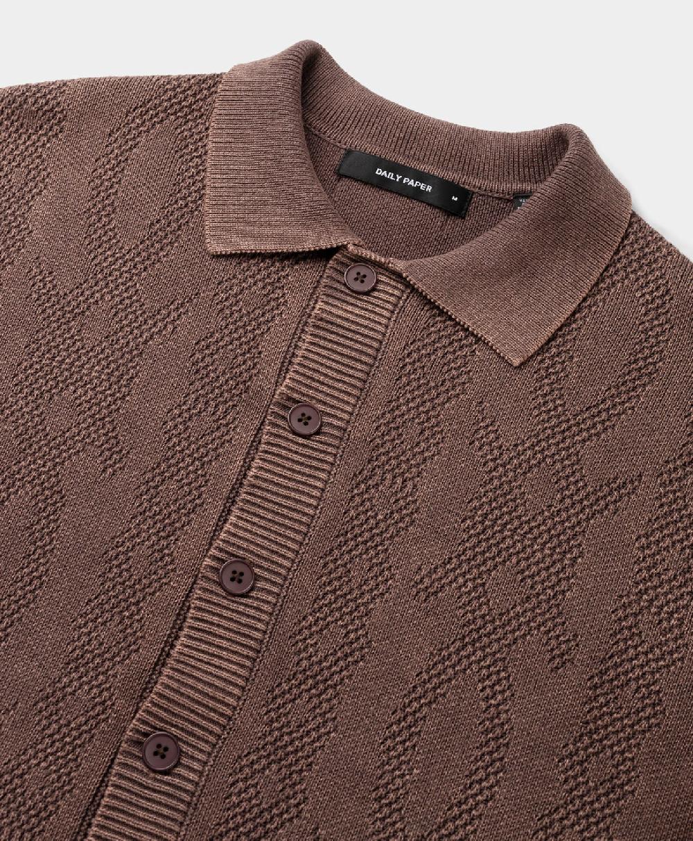 Daily Paper Bordeaux Red Shield Cable Cardigan