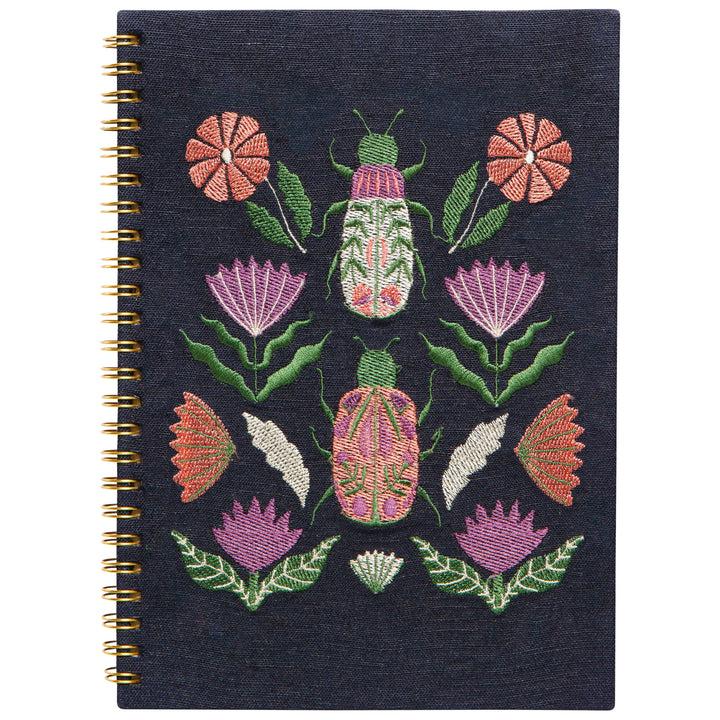 danica studio Carnet de notes brodé avec anneau amulette