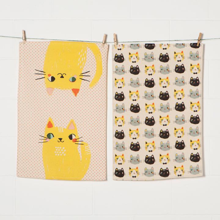 Danica Studio Lot De 2 Torchons à Vaisselle Imprimés Meow Meow