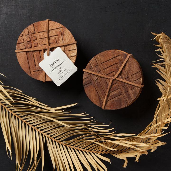 Danica Studio Lot De 4 Sous-verres à Facettes Géométriques
