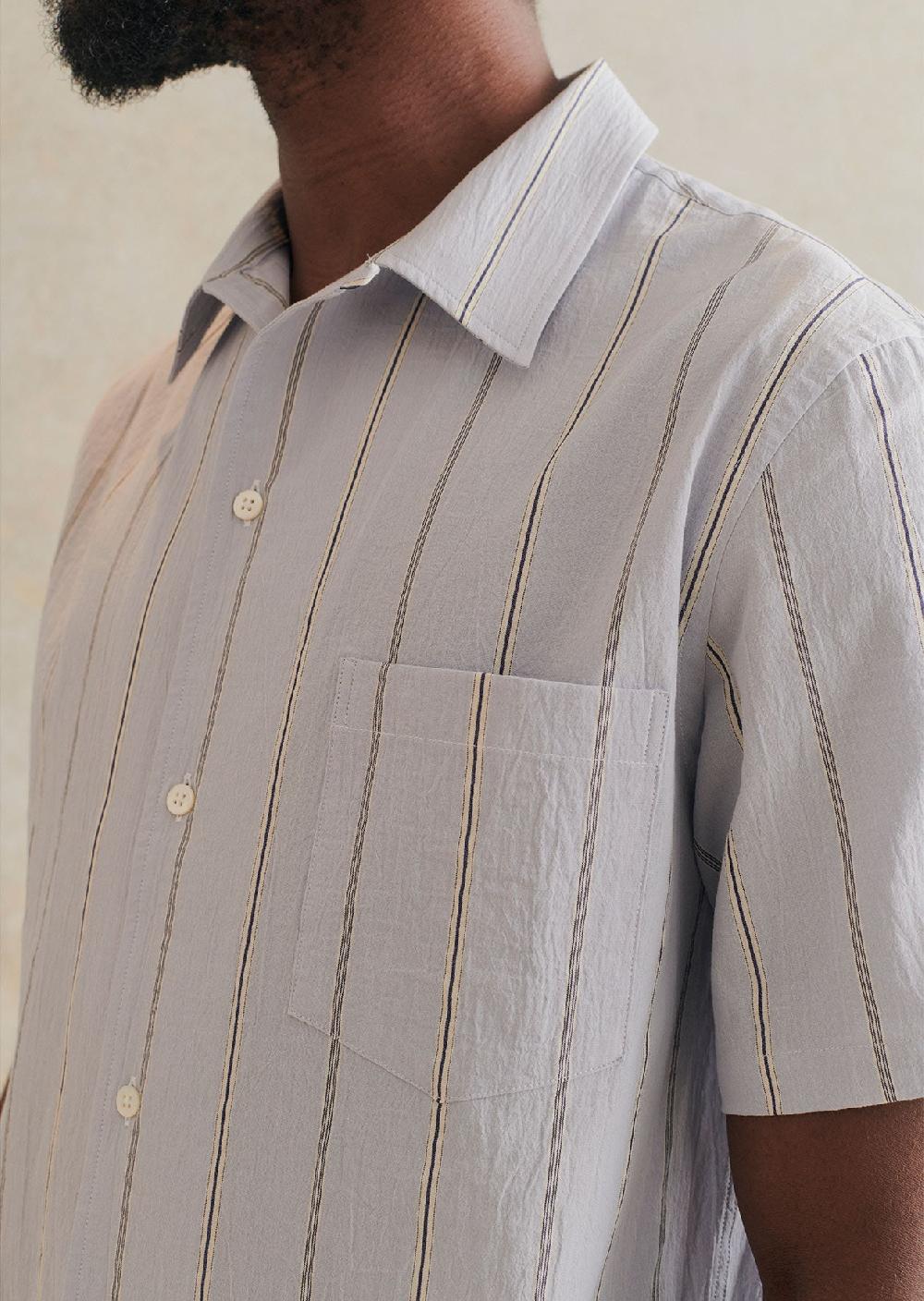 De Bonne Facture Chemise Col Ouvert À Manches Courtes Coton Biologique Japonais