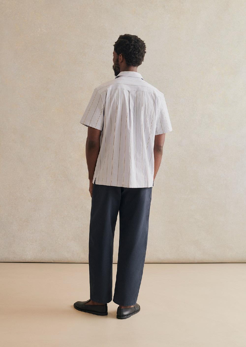 De Bonne Facture Chemise Col Ouvert À Manches Courtes Coton Biologique Japonais