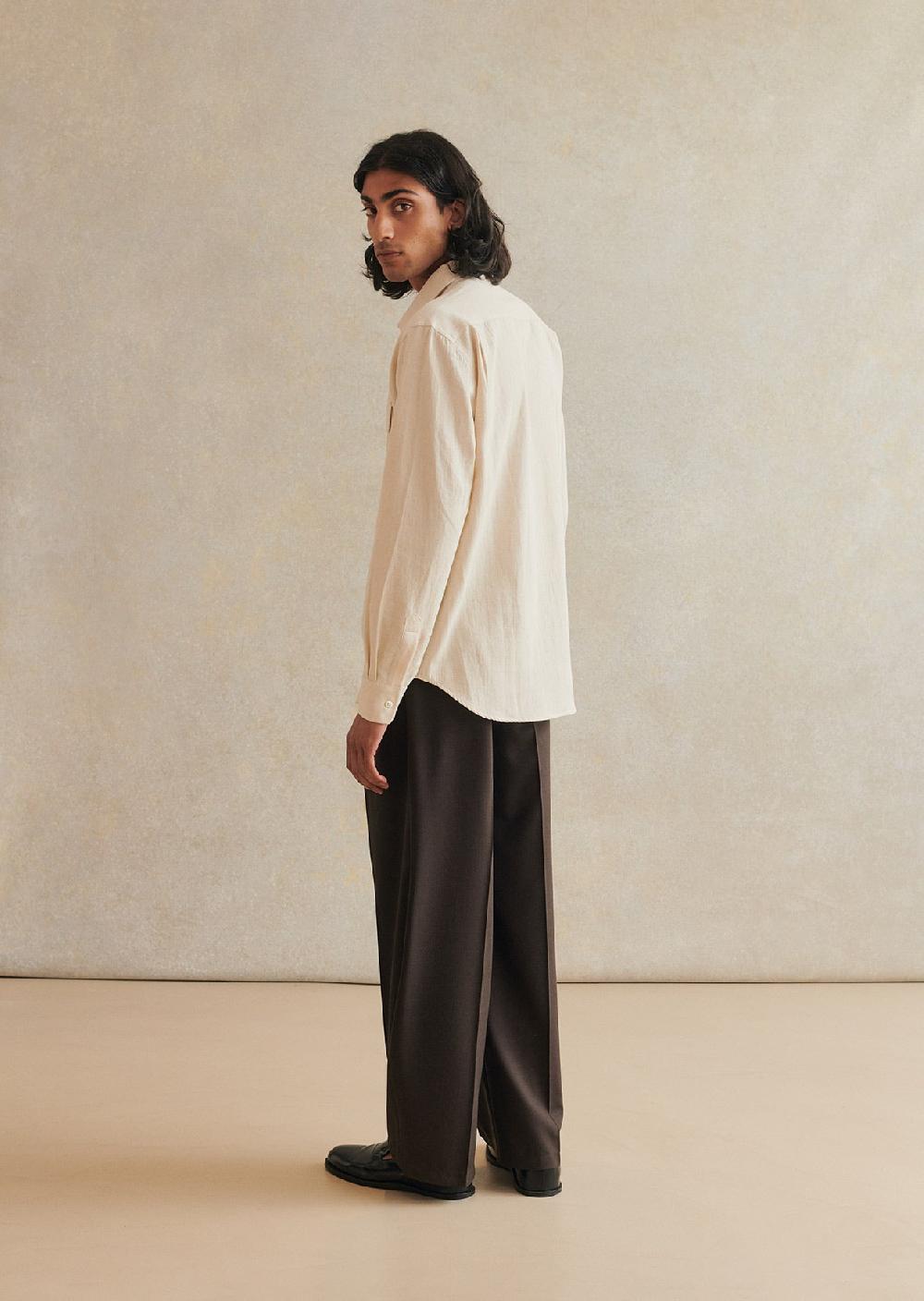 De Bonne Facture Chemise D'Artiste Sergé De Coton Et Chanvre