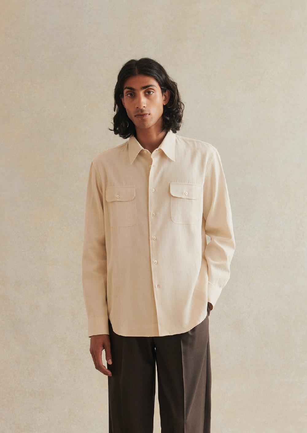 De Bonne Facture Chemise D'Artiste Sergé De Coton Et Chanvre