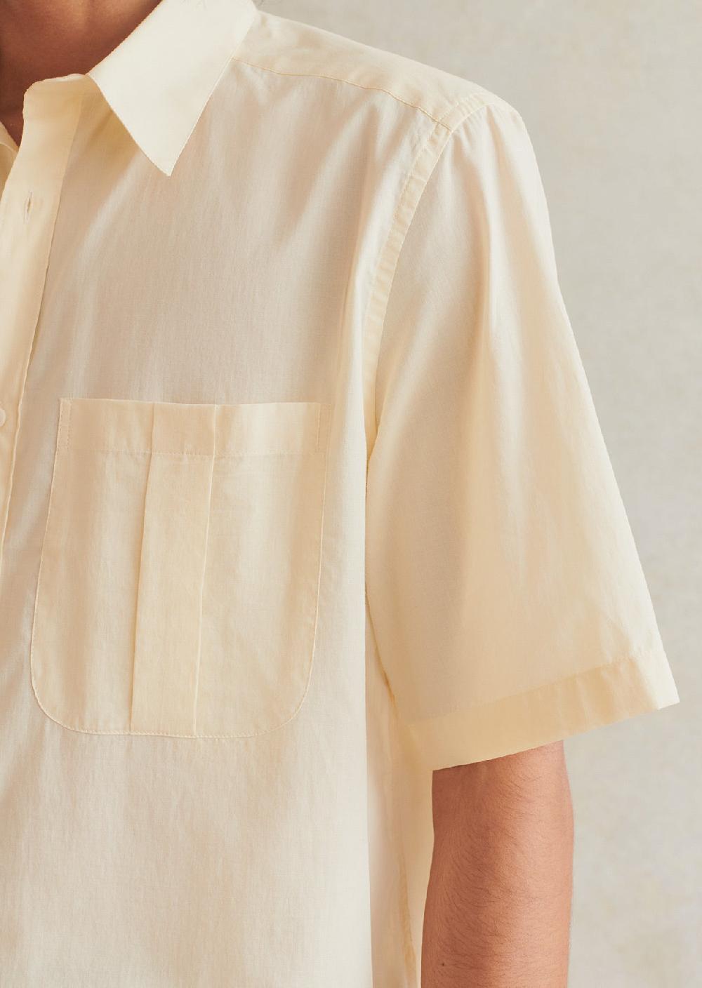 De Bonne Facture Chemise De Peintre à Manches Courtes Voile De Coton Lavé