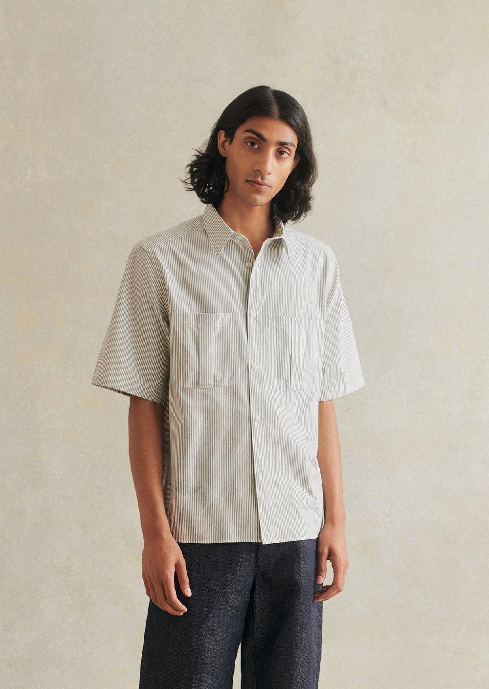 De Bonne Facture Chemise De Peintre Manches Courtes Popeline De Coton Italienne