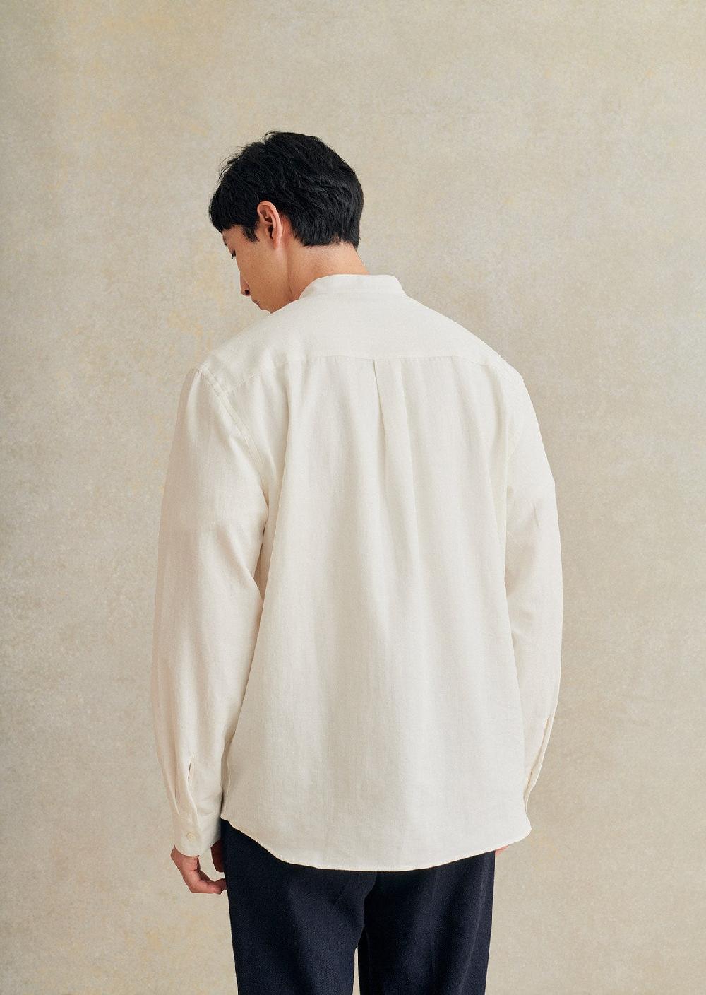 De Bonne Facture Chemise Popover À Col Montant Cotton & Hemp Twill