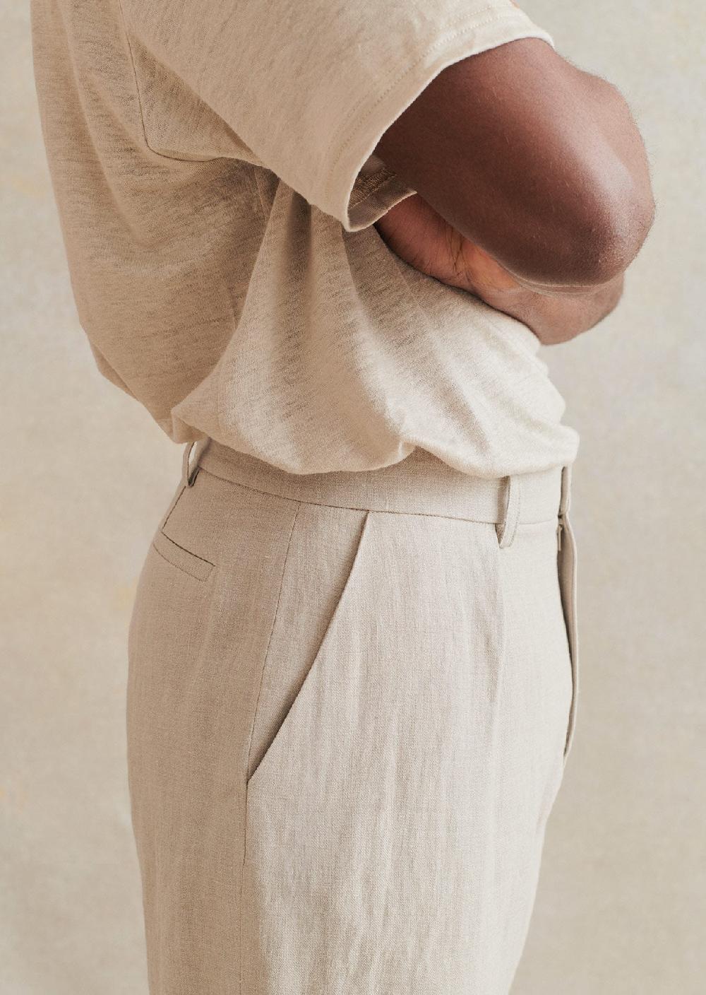 De Bonne Facture Pantalon À Pince Laine & Lin Belge