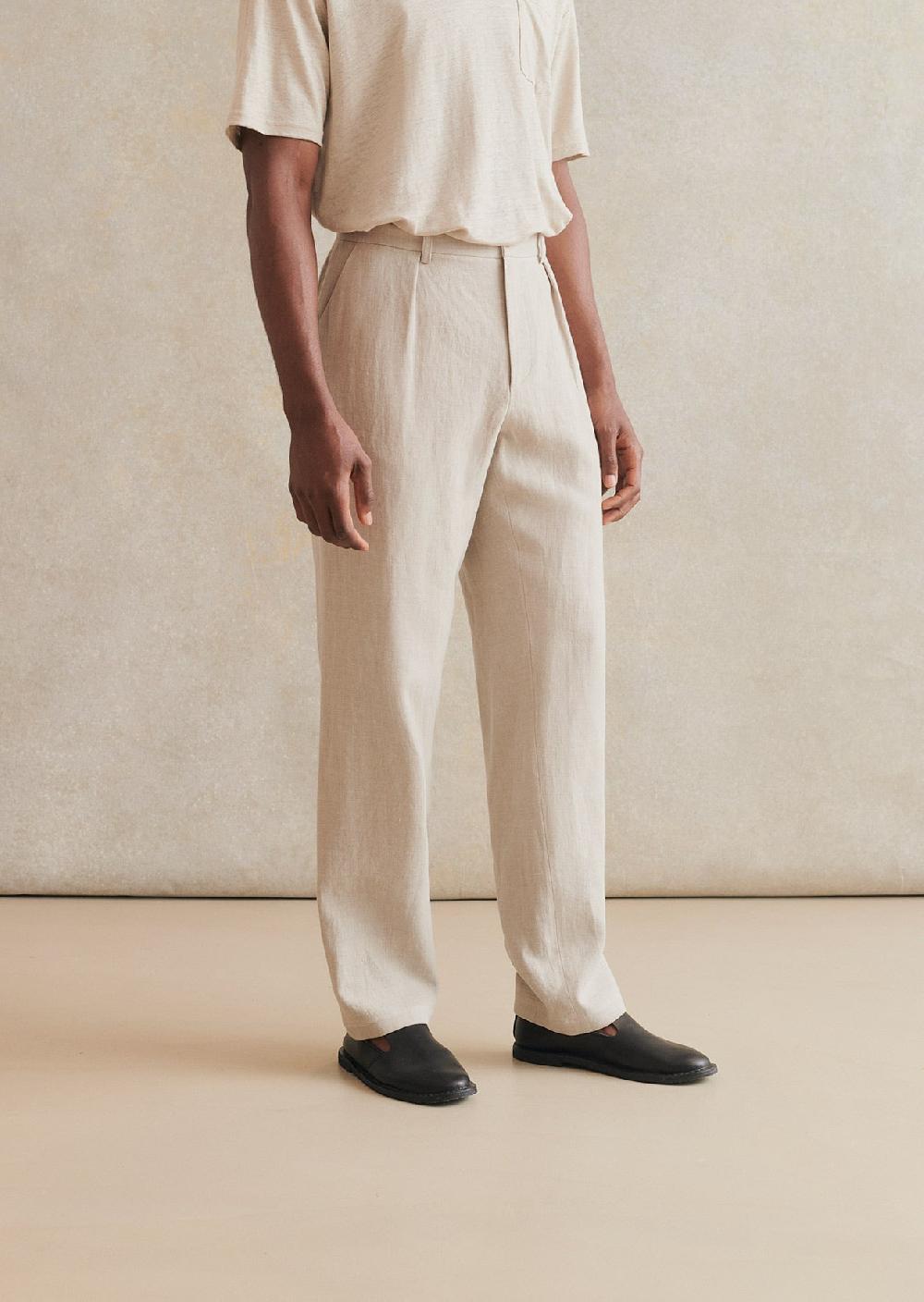 De Bonne Facture Pantalon À Pince Laine & Lin Belge