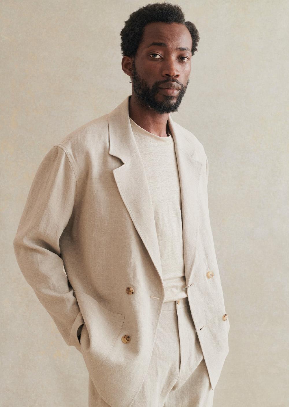 de bonne facture Veste Croisée Laine & Lin Belge