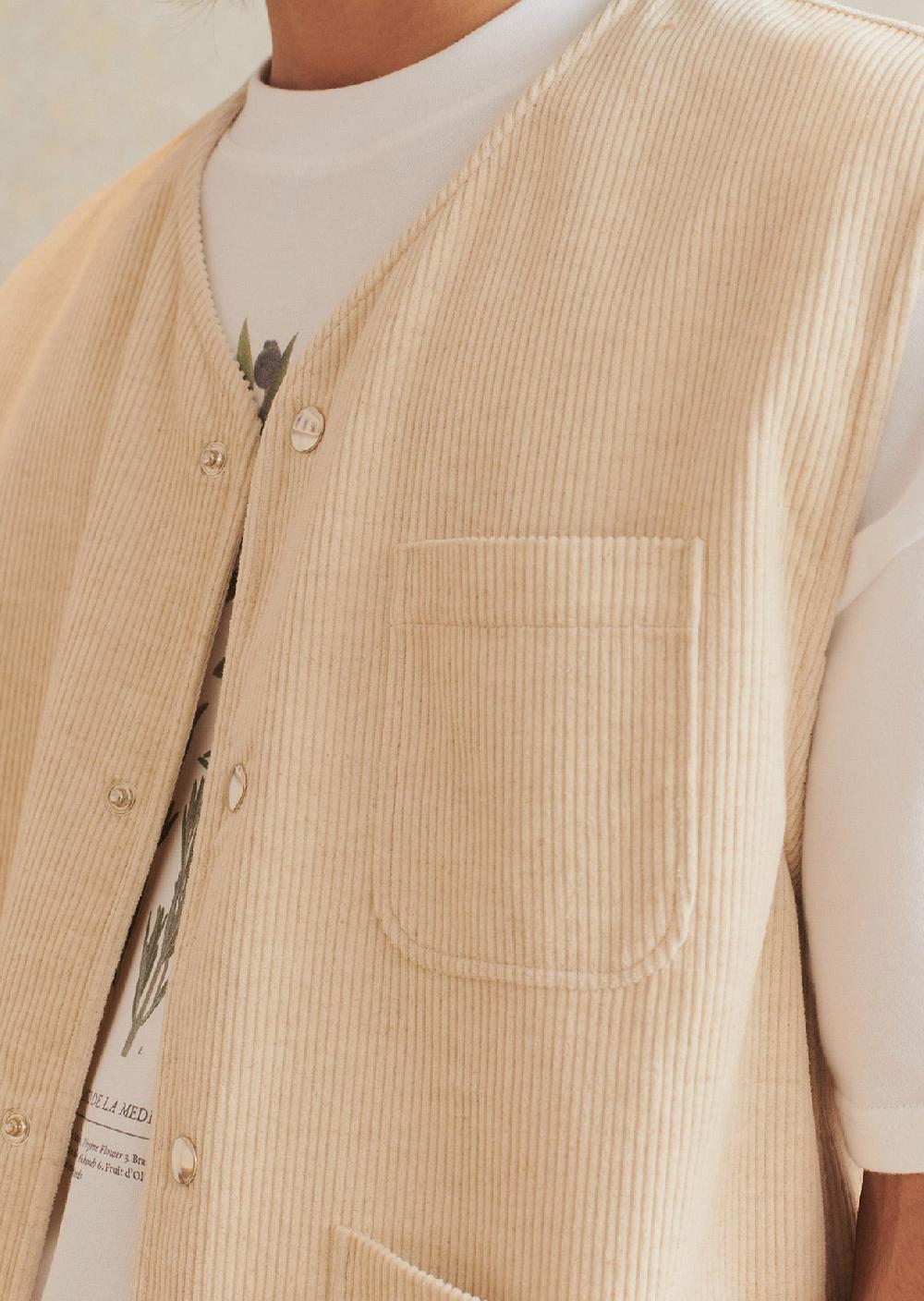 De Bonne Facture Gilet Camargue Velours Cotelé Français Coton & Lin