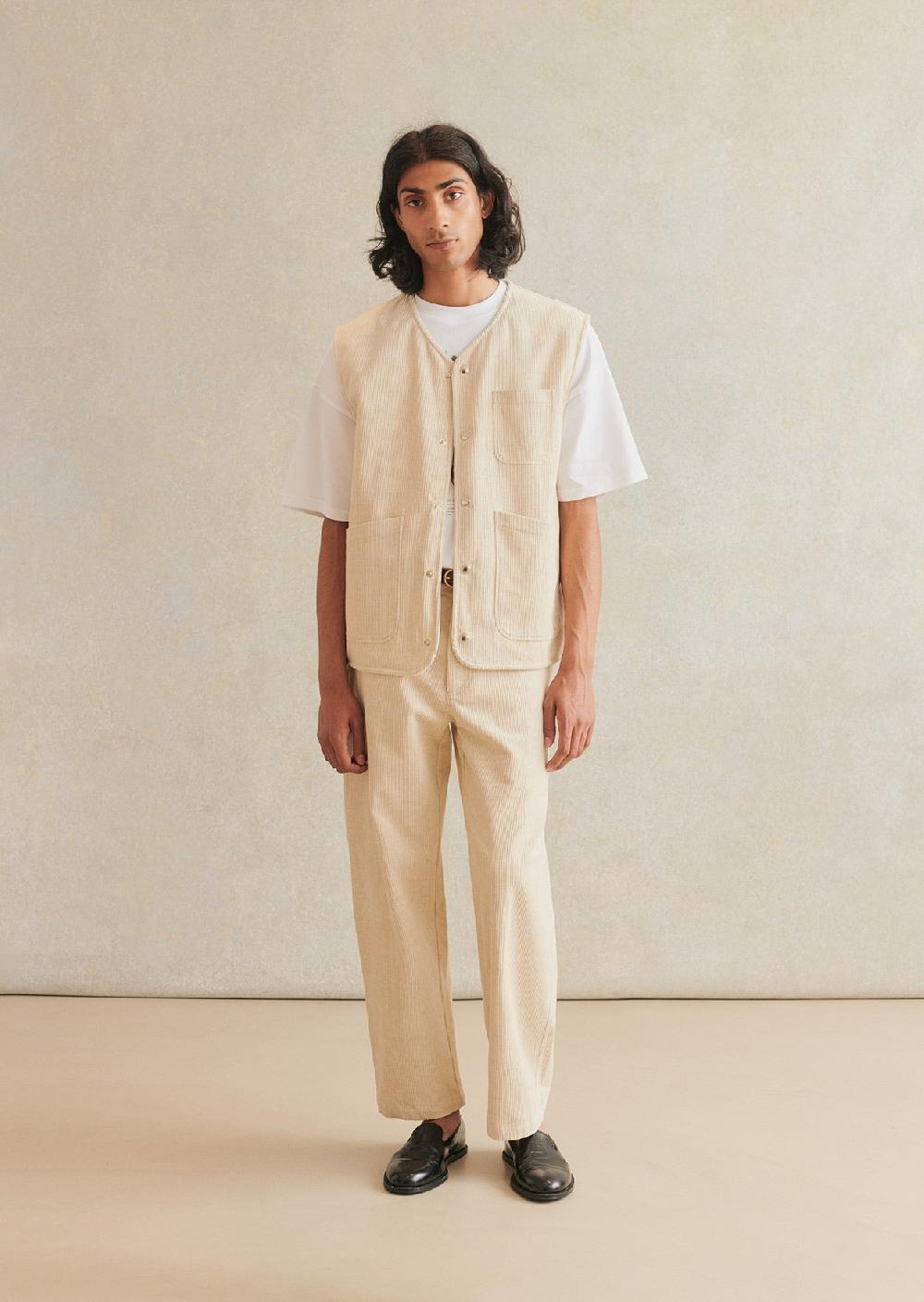 De Bonne Facture Gilet Camargue Velours Cotelé Français Coton & Lin